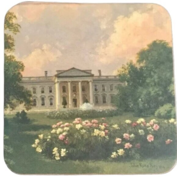 NIB! Set of 6 PIMPERNEL White House COASTERS Roses Artwork by John Russ Key 1914 - Picture 3 of 11